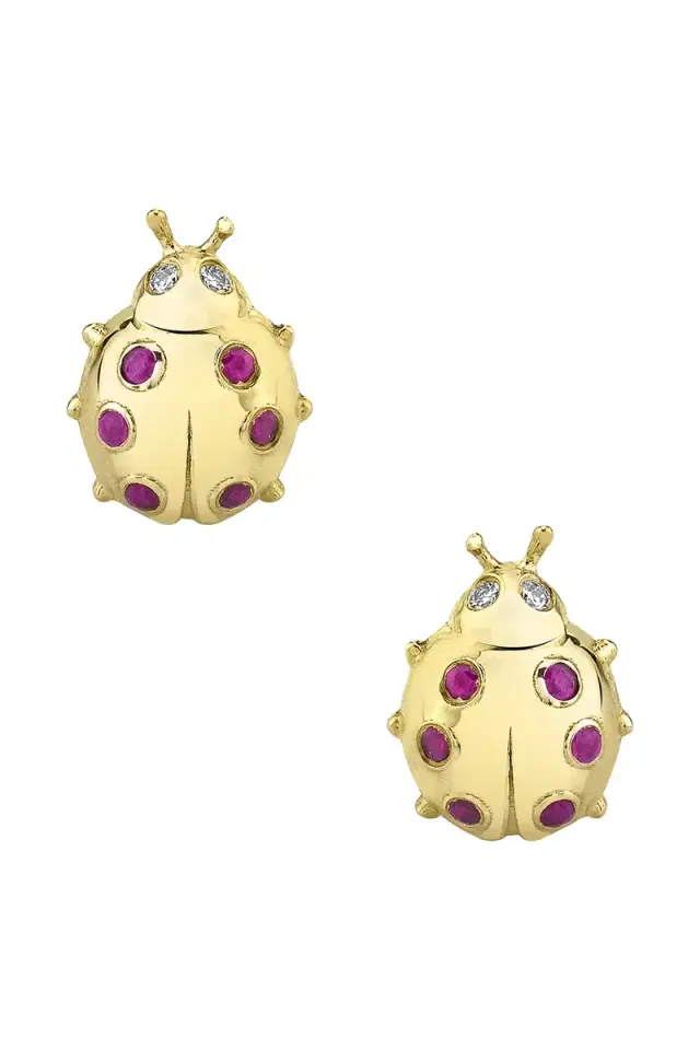 Sydney Evan Small Ladybug Stud Earrings