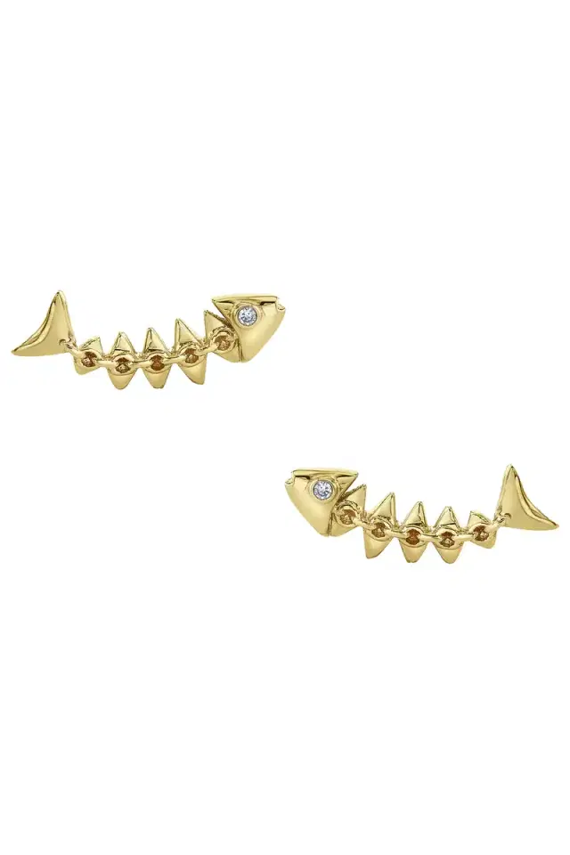 Sydney Evan Fishbone Stud Earrings