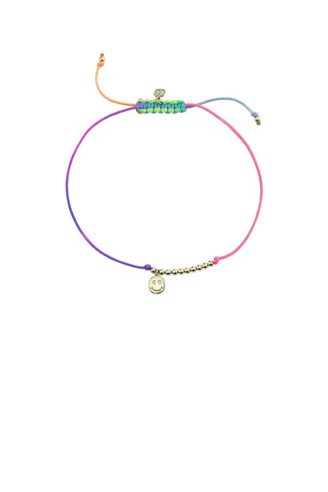Sydney Evan Double Stone Happy Face Cord Bracelet