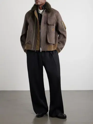 Sacai Melton Plush-Trimmed Wool Blouson Jacket - Men | Thumbnail 2