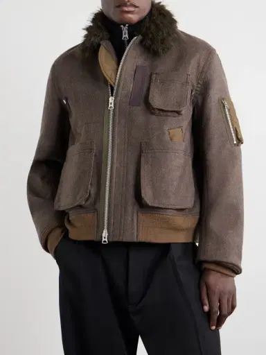 Sacai Melton Plush-Trimmed Wool Blouson Jacket - Men | Thumbnail 3