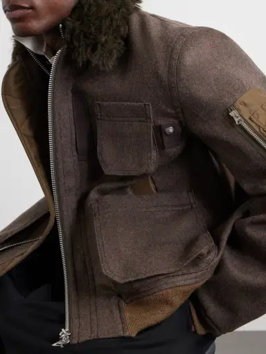 Sacai Melton Plush-Trimmed Wool Blouson Jacket - Men | Thumbnail 5