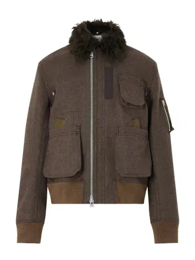 Sacai Melton Plush-Trimmed Wool Blouson Jacket - Men | Thumbnail 1