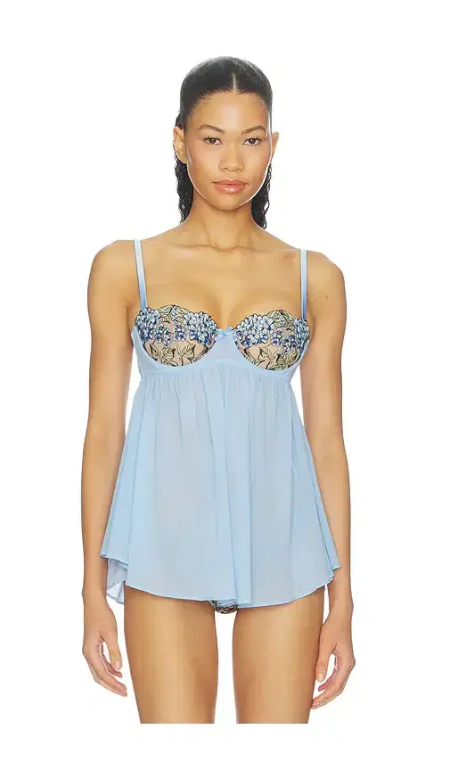 Fleur du Mal Hydrangea Cupped Babydoll Dress