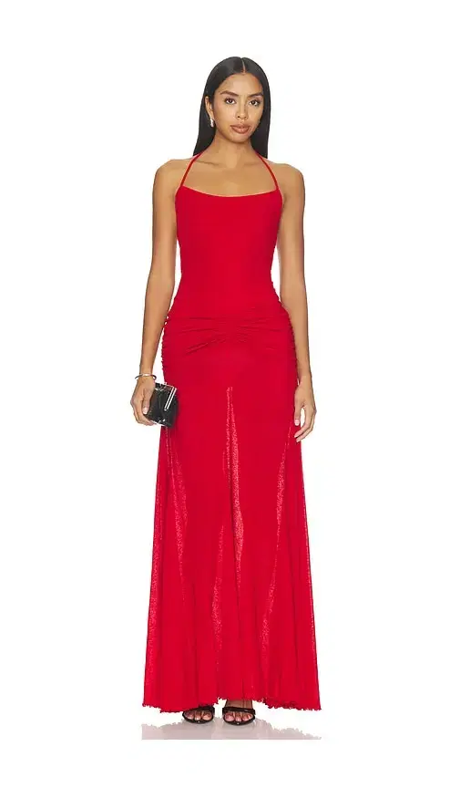 SIEDRES Nensi Ruched Mesh Maxi Dress