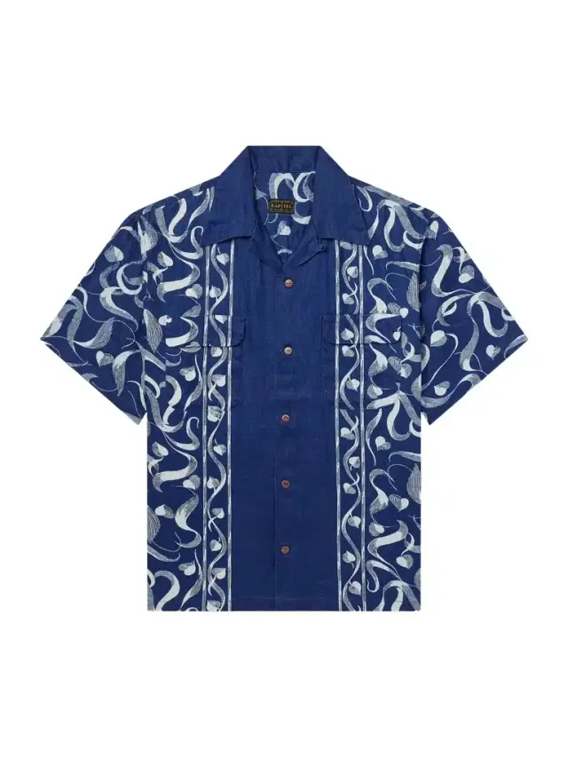 KAPITAL Okura Camp-Collar Printed Linen Shirt - Men