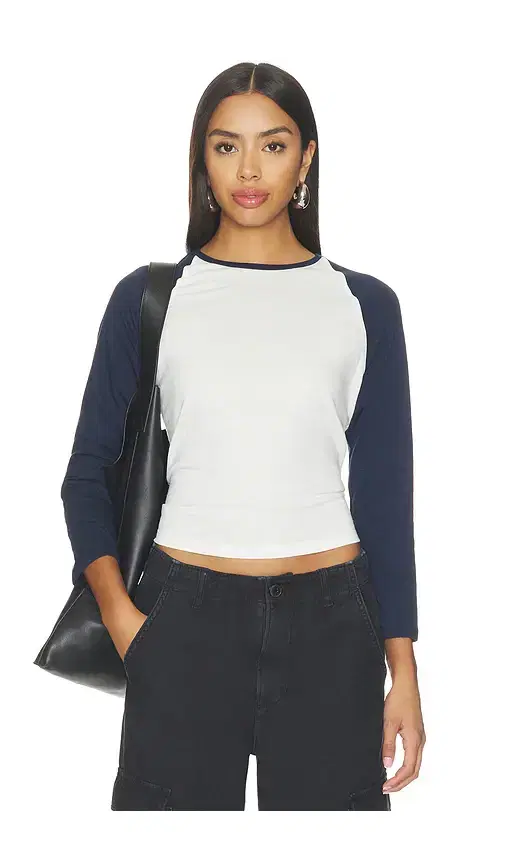Good American Long Sleeve Raglan Tee