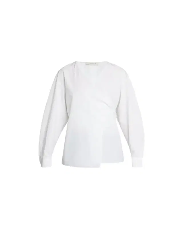 Lafayette 148 New York Stretch Cotton Wrap Blouse