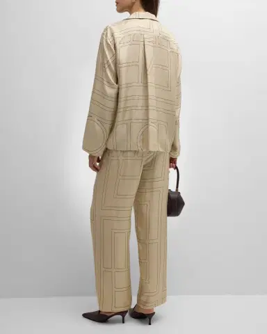 TOTEME Monogram-Embroidered Silk Pajama Pants | Thumbnail 6 TOTEME Monogram-Embroidered Silk Pajama Pants | Thumbnail 6