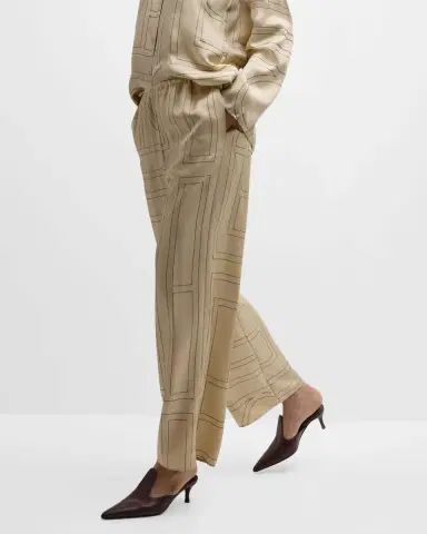 TOTEME Monogram-Embroidered Silk Pajama Pants | Thumbnail 7 TOTEME Monogram-Embroidered Silk Pajama Pants | Thumbnail 7