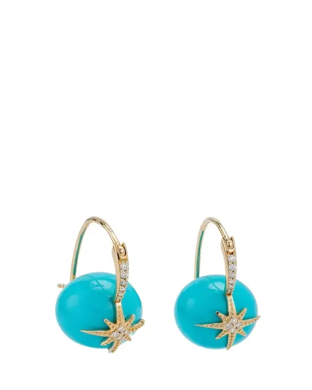 Sydney Evan Starburst Turquoise Bead Earrings with Diamonds