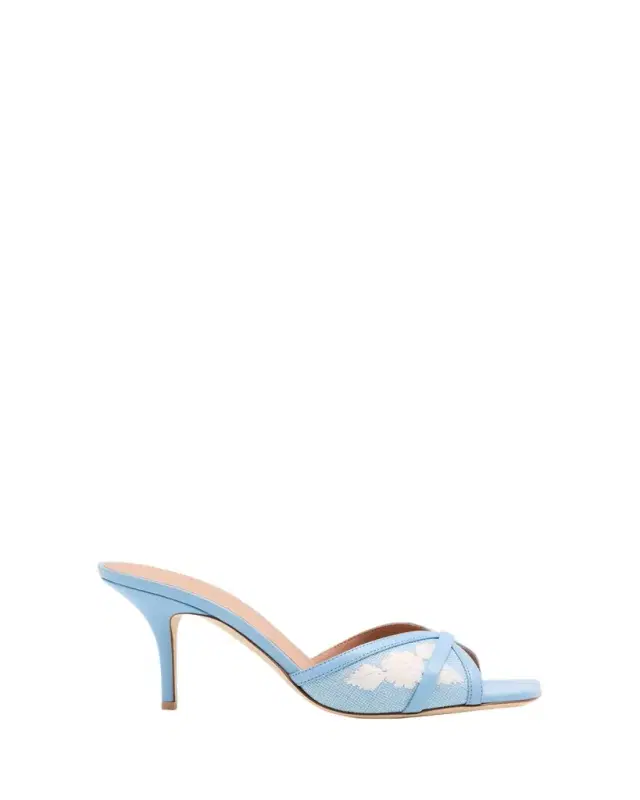 Malone Souliers Perla Raffia Leather Stiletto Slide Sandals