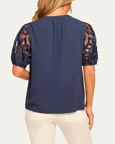 Ramy Brook Gia Open-Knit Short-Sleeve Blouse | Thumbnail 3 Ramy Brook Gia Open-Knit Short-Sleeve Blouse | Thumbnail 3