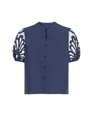Ramy Brook Gia Open-Knit Short-Sleeve Blouse | Thumbnail 1 Ramy Brook Gia Open-Knit Short-Sleeve Blouse | Thumbnail 1