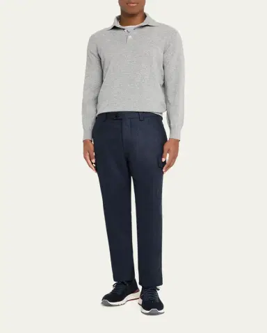 Brunello Cucinelli Men's Premium Cashmere Polo Sweater | Thumbnail 2 Brunello Cucinelli Men's Premium Cashmere Polo Sweater | Thumbnail 2