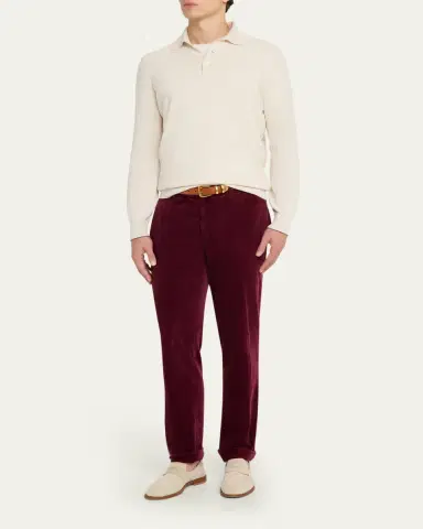 Brunello Cucinelli Men's Premium Cashmere Polo Sweater | Thumbnail 6 Brunello Cucinelli Men's Premium Cashmere Polo Sweater | Thumbnail 6