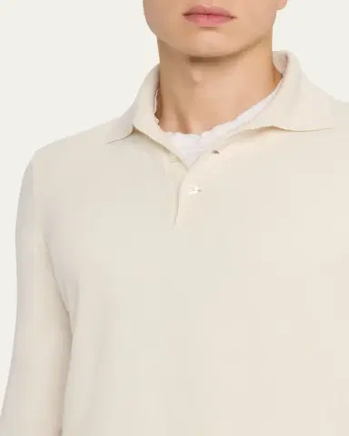 Brunello Cucinelli Men's Premium Cashmere Polo Sweater | Thumbnail 9 Brunello Cucinelli Men's Premium Cashmere Polo Sweater | Thumbnail 9
