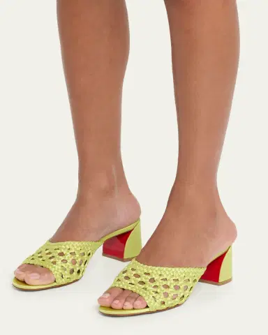 Christian Louboutin 85mm Jane Woven Silk Mule Sandals | Thumbnail 2