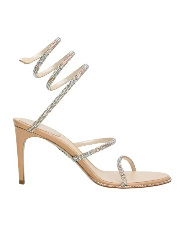 Rene Caovilla 80mm Cleo Embellished Leather Snake-Wrap Sandals