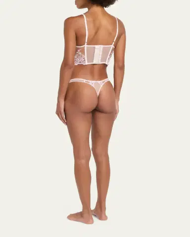 Kiki De Montparnasse Juliette Embroidered Low-Rise Lace Thong | Thumbnail 3
