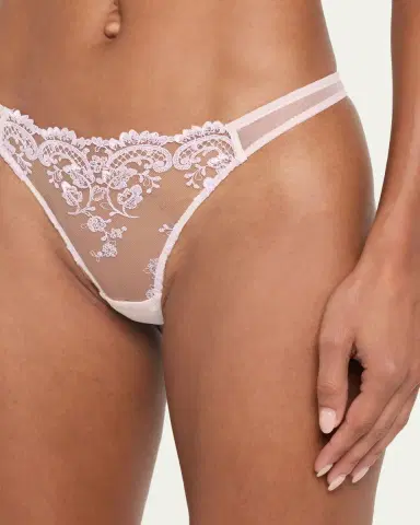 Kiki De Montparnasse Juliette Embroidered Low-Rise Lace Thong | Thumbnail 4