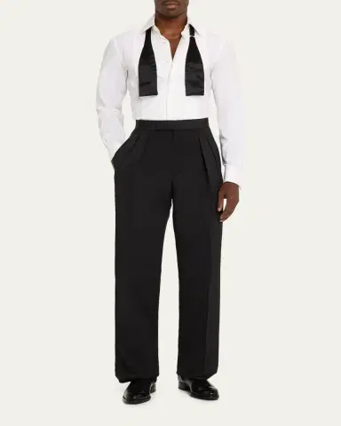 Tom Ford Men's Straight-Leg Double-Pleated Trousers | Thumbnail 2