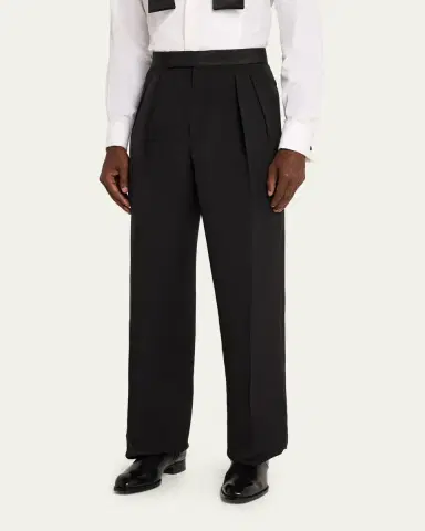Tom Ford Men's Straight-Leg Double-Pleated Trousers | Thumbnail 4