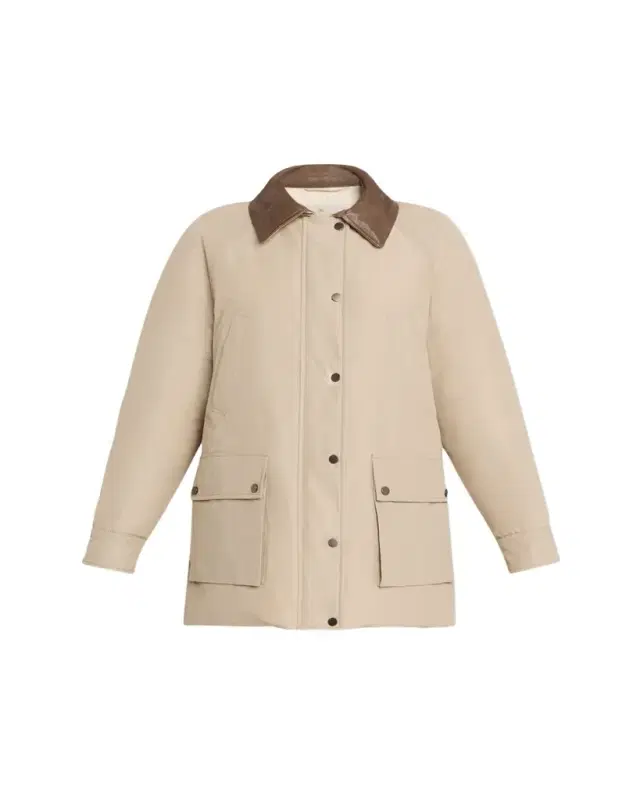 Brunello Cucinelli Leather-Collar Padded Cotton Techno Car Coat