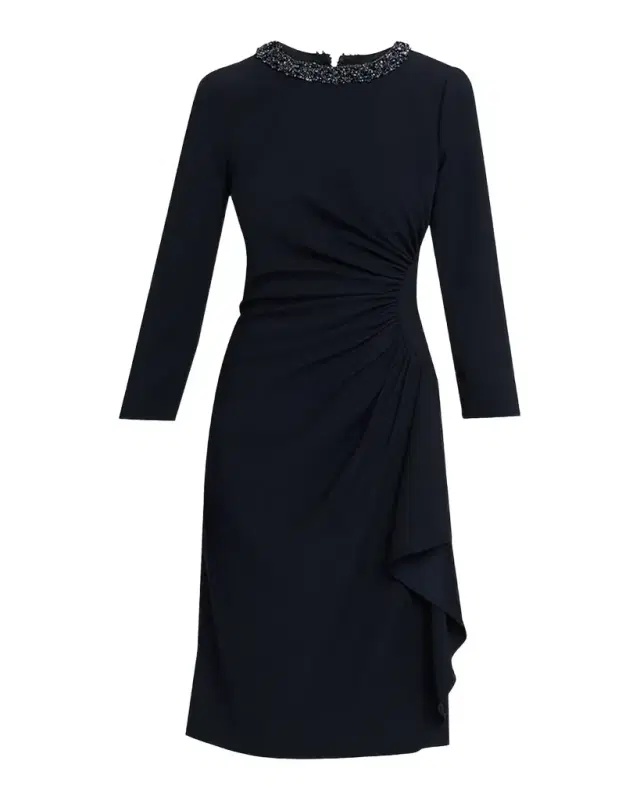 Rickie Freeman for Teri Jon Beaded Draped Crepe Dress