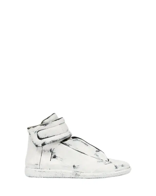Maison Margiela Men's Future Bianchetto Leather Mid-Top Sneakers