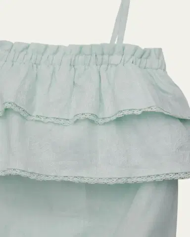 Ralph Lauren Girl's Embroidered Linen Shortall & Bucket Hat Set, Size 3M-24M | Thumbnail 3
