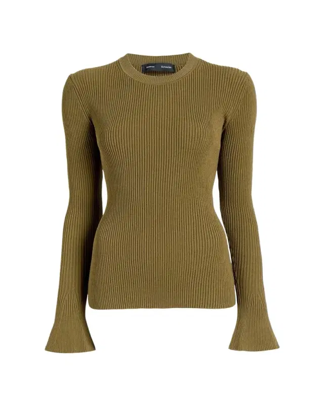 Proenza Schouler Nir Bell Sleeve Ribbed Sweater