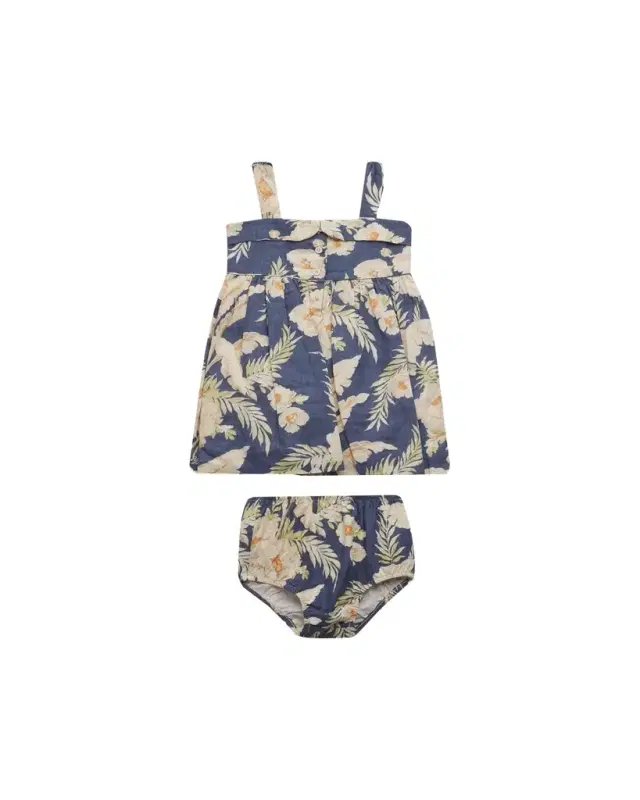 Ralph Lauren Girl's Floral Linen-Cotton Dress & Bloomers Set, Size 3M-24M