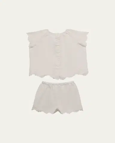 Ralph Lauren Girl's Starfish-Embroidered Linen Top & Shorts Set, Size 3M-24M | Thumbnail 2