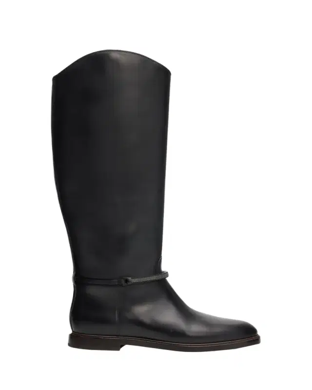 Brunello Cucinelli Leather Riding Boots w/ Monili