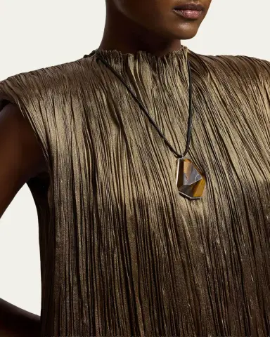 Ralph Lauren Collection Virna Pleated Lamé Cocktail Dress | Thumbnail 5