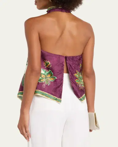 ALÉMAIS Ruthie Floral Jacquard Halter Top | Thumbnail 3 ALÉMAIS Ruthie Floral Jacquard Halter Top | Thumbnail 3