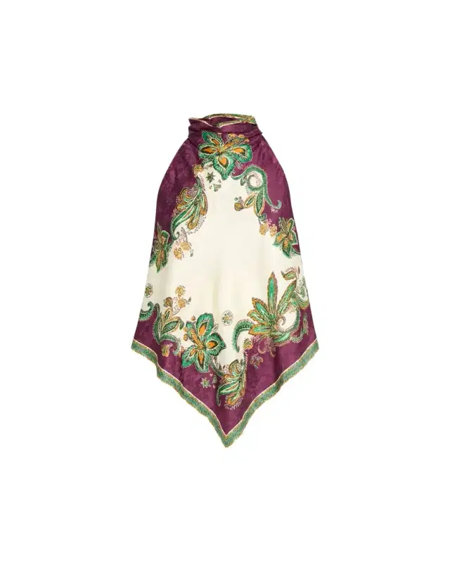 ALÉMAIS Ruthie Floral Jacquard Halter Top