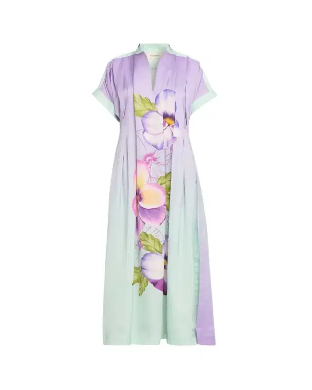 Verandah Hand-Pleated Floral Kaftan Maxi Dress