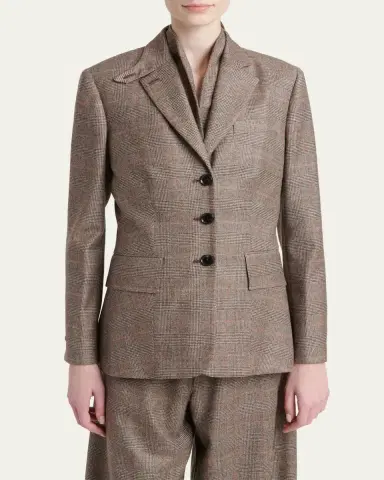 Kiton Wool-Cashmere Check Single-Breasted Jacket | Thumbnail 4 Kiton Wool-Cashmere Check Single-Breasted Jacket | Thumbnail 4