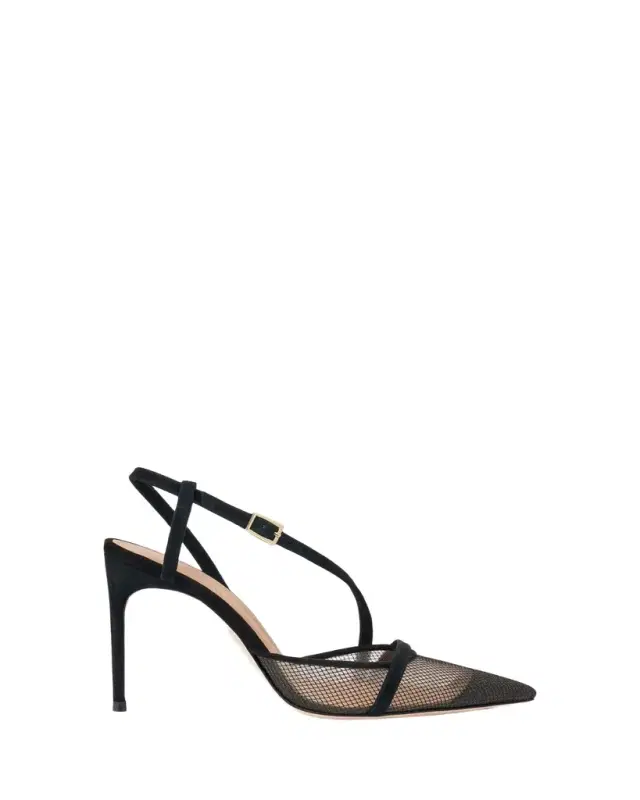 Malone Souliers Valeria 90mm Suede & Mesh Slingback Pumps