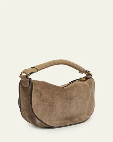 Chloe Marcie Mini Saddle Crossbody Bag in Suede | Thumbnail 3 Chloe Marcie Mini Saddle Crossbody Bag in Suede | Thumbnail 3