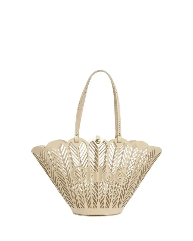Chloe Soleil Cutout Leather Basket Tote Bag