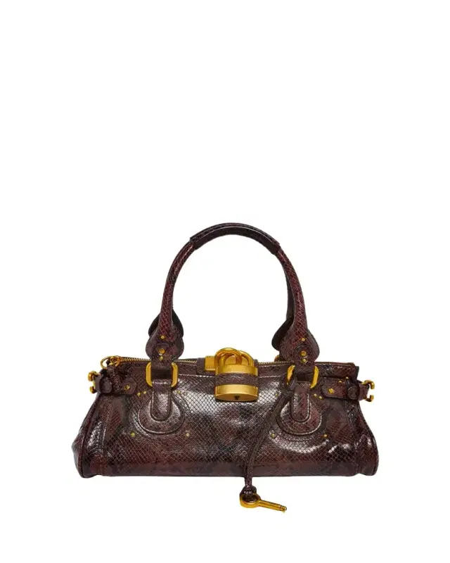 Chloe Paddington Python-Embossed Leather Top-Handle Bag