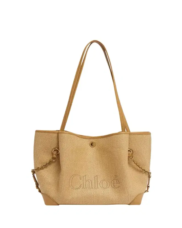 Chloe Clover Raffia-Effect Tote Bag