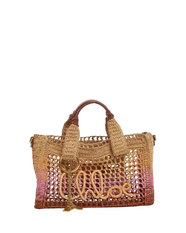 Chloe Summer Banana Ombre Crochet Raffia Tote Bag