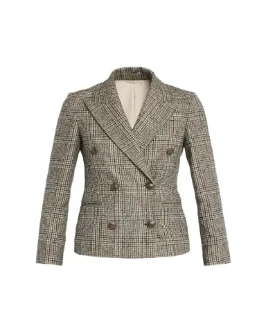 Brunello Cucinelli Double-Breasted Prince Of Wales Tailored Jacket | Thumbnail 1 Brunello Cucinelli Double-Breasted Prince Of Wales Tailored Jacket | Thumbnail 1