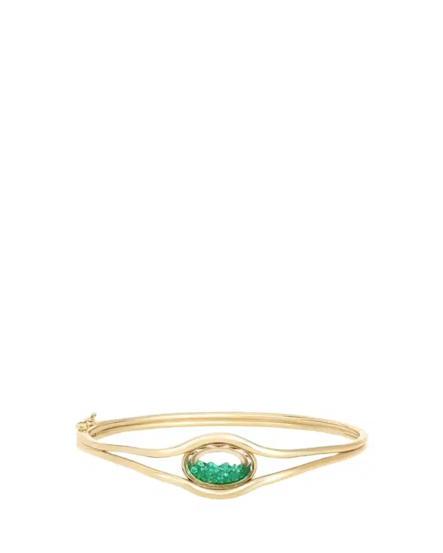 MORITZ GLIK 18K Yellow Gold Kaleidoscope Shaker Rastro Bracelet with Emeralds