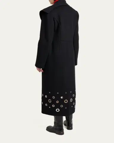 Proenza Schouler Alix Embellished Compact Melton Wool Long Coat | Thumbnail 3 Proenza Schouler Alix Embellished Compact Melton Wool Long Coat | Thumbnail 3