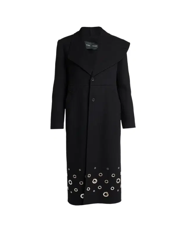 Proenza Schouler Alix Embellished Compact Melton Wool Long Coat